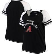 Arizona Diamondbacks Soft as a Grape Women's Plus Sizes Three Out Color Blocked Raglan Sleeve T-Shirt - Black