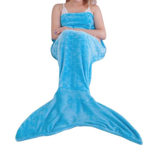  Softan Mermaid Tail Blanket for Kids Teens Adults,Plush Soft Flannel Fleece All Seasons Sleeping Blanket Bag,Plain Fish Scale Design Snuggle Blanket,Best Gifts for Girls,Women,25”×60”