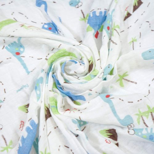  Softan Muslin Baby Swaddle Blankets, Bamboo Cotton Receiving Blankets for Boys and Girls,47x47,4 Pack, Shower Gift Set, Elephant, Fox, Whale, Dinosaur