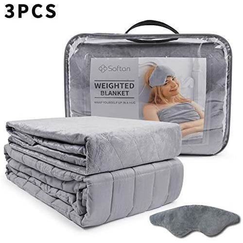  [아마존 핫딜]  [아마존핫딜]Softan softan Beschwerte Gewichtete Decke Set-TherapieDecke,Premium Cover, Schlafmaske, 150 x 200cm 6.8kg Grau