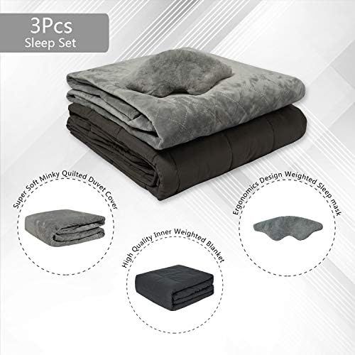  [아마존 핫딜]  [아마존핫딜]Softan softan Beschwerte Gewichtete Decke Set-TherapieDecke,Premium Cover, Schlafmaske, 150 x 200cm 6.8kg Grau