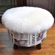 [아마존베스트]Softlife Round Faux Fur Sheepskin Chair Cover Seat Cushion Pad, Soft Area Rugs for Living & Bedroom Sofa (1.14ft x 1.14ft, White)
