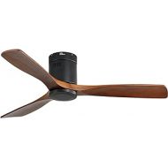 Sofucor Flush Mount Ceiling Fan Low Profile Ceiling Fan with Remote Control 52 Outdoor Ceiling Fan 3 Reversible Walnut Wood Blades Noiseless DC Motor