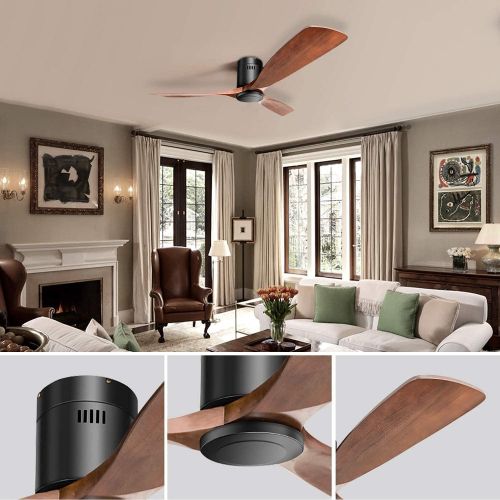  Sofucor 52 Modern Ceiling Fan,with Remote Control,Farmhouse Modern Walnut 3 Blades Ceiling Fan Noise-Free