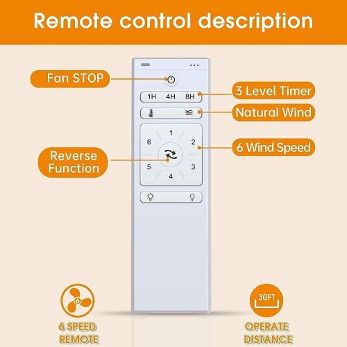  Sofucor Low Profile Ceiling Fan DC 3 Carved Wood Fan Blade Noiseless Reversible Motor Remote Control Without Light