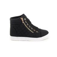 Soho Shoes Womens Leatherette Quilted Zipper Lace Up High Top Sneaker