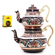 Sohoconcept Turkish Traditional Tea Pot Handmade Teapot Set Tea Maker Large 12 inch (Silver)