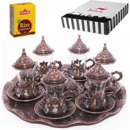 Sohoconcept (SET of 6) Turkish Traditional Tea Glasses Set Saucers Holders Set (copper)