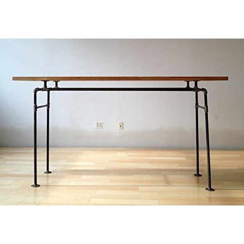  Soil and Oak Standing Desk - Black Steel Pipe and Wooden Butcher Block