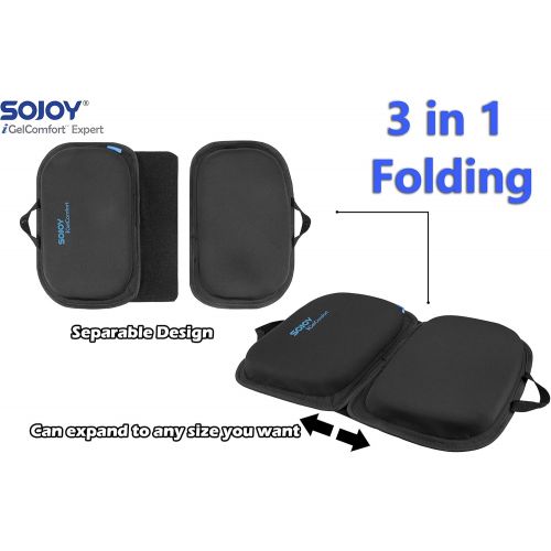  [아마존 핫딜]  [아마존핫딜]Sojoy iGelComfort 3 in 1 Foldable Gel Seat Cushion Featured with Memory Foam (A Must-Have Travel Cushion! Smart, Easy Travel Cushion) (Size: 18.5“ x 15 x 2)