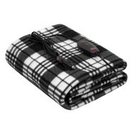 Sojoy 12V Heated Smart Multifunctional Travel Electric Blanket for Car, Truck, Boats or RV with High/Low Temp Control (60x 40) (Checkered Black & White)