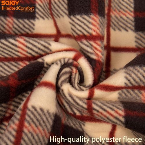  Sojoy 12V Heated Smart Multifunctional Travel Electric Blanket for Car, Truck, Boats or RV with High/Low Temp Control (60x 40) (Checkered Black & White)