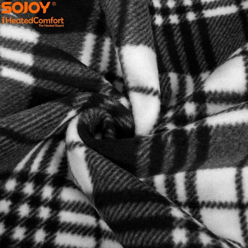  Sojoy 12V Heated Smart Multifunctional Travel Electric Blanket for Car, Truck, Boats or RV with High/Low Temp Control (60x 40) (Checkered Black & White)