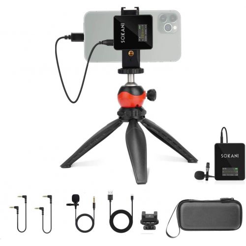  Sokani Tiny Microphone Kit for iPhone Lavalier System Lapel Lav Mic for Youtube Video Film Making Compatible With Dslr Cameras iPhone Android Smartphone Canon Nikon Sony Camcorder