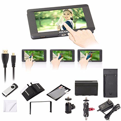  Sokani On-Camera LCD Field Camera Video Monitor 5 inch 4K Signal Support Touch Screen 1920 x 1080 HDMI for Sony Panasonic Canon Nikon Fujifilm Gimbal DJI Ronin Zhiyun Crane 2 v2 Fe