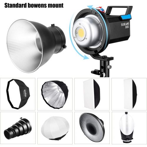  [아마존베스트]Sokani X60 V2 with Bag Kit COB LED Video Light, 80W 5600K Daylight Balanced CRI96+ TLCI 95+ 5 Pre-Programmed Lighting Effect Wirelessly Adjust Brightness, Bowens Mount