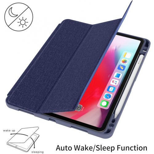  [아마존 핫딜] [아마존핫딜]Soke iPad Pro 11 Inch 2018 Case with Pencil Holder, Premium Trifold Case [Strong Protection + Apple Pencil Charging Supported], Auto Sleep/Wake, Soft TPU Back Cover for New iPad Pr