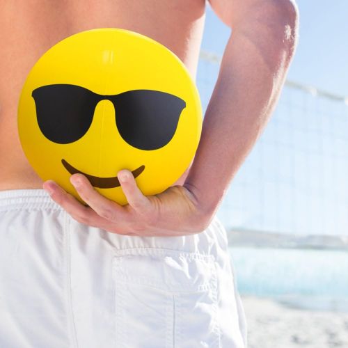  Sol Coastal Beach Ball Set with Emoji Faces: Unique Pool & Birthday Party Gifts or Favors for Kids & Teens: 6 Funny Emojies - Choose Your Size!