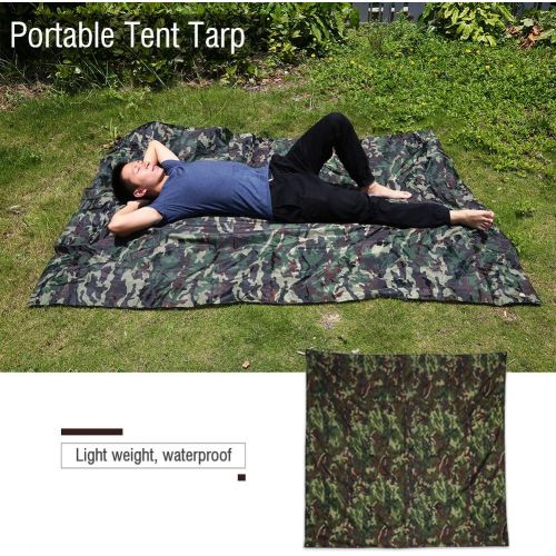  SolUptanisu Outdoor Camping Hiking Tent Tarp,Camouflage Lightweight Waterproof Picnic Mat Shelter Tent Tarp with Drawstring Carrying Bag for Backpacking