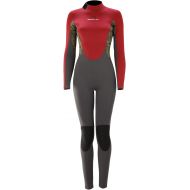 Sola Womens H20 4/3mm Back-Zip Wetsuit 2023 - Burgundy/Leaf Print