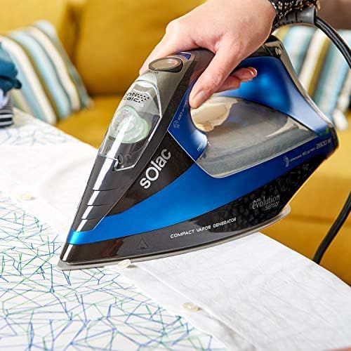  Solac CVG9612 Steam Iron (A, Ceramic Sole, 190 g/min, Black, Blue, 2800 W)