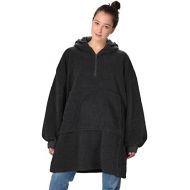 [아마존베스트]Solaris Blanket Sweatshirt with Quarter Zip, Warm Cozy Wearable Faux Shearling Pullover Hoodie Fluffy Coat for Adults Women Men Youth, Lightweight, Hood & Large Pocket, Zipper, One Size Fi