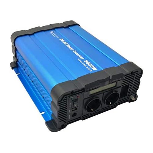  [아마존베스트]-Service-Informationen solartronics FS2000D Voltage Converter 12 V 2000/4000 Watt Pure Sinus Blue with Display