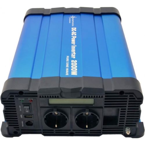  [아마존베스트]-Service-Informationen solartronics FS2000D Voltage Converter 12 V 2000/4000 Watt Pure Sinus Blue with Display