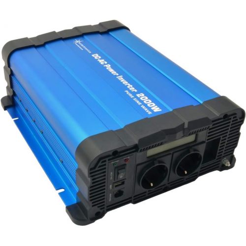  [아마존베스트]-Service-Informationen solartronics FS2000D Voltage Converter 12 V 2000/4000 Watt Pure Sinus Blue with Display