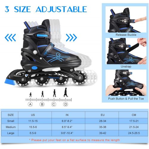  Soldow Adjustable Inline Skates for Kids and Adults, Roller Blades Skates with Full Light Up Wheels, Outdoor Roller Skates, Beginner Roller Skates for Girls and Boys …