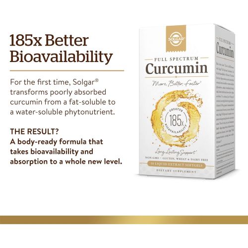  Solgar - 3 PACK - Full Spectrum Curcumin 185x Better Bio-Availability Turmeric Liquid Extract Softgels 60 Count