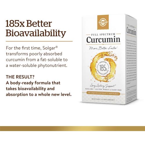  Solgar - 3 PACK - Full Spectrum Curcumin 185x Better Bio-Availability Turmeric Liquid Extract Softgels 60 Count