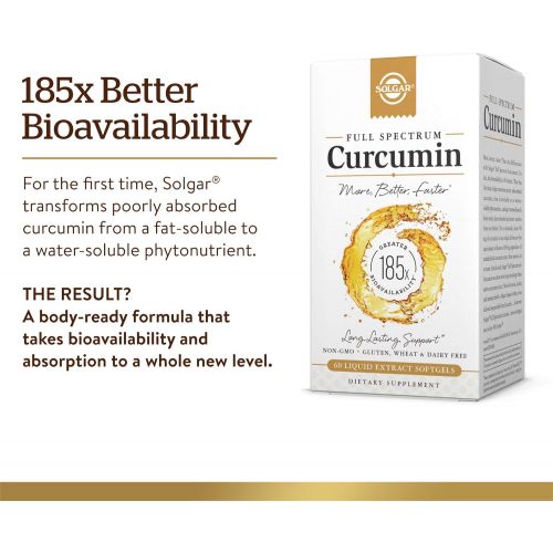  Solgar - 3 PACK - Full Spectrum Curcumin 185x Better Bio-Availability Turmeric Liquid Extract Softgels 60 Count