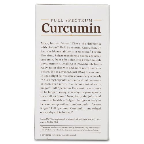  Solgar - 3 PACK - Full Spectrum Curcumin 185x Better Bio-Availability Turmeric Liquid Extract Softgels 60 Count