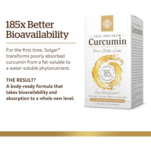  Solgar - 2 PACK - Full Spectrum Curcumin 185x Better Bio-Availability Turmeric Liquid Extract Softgels 60 Count