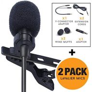 [아마존베스트]Solid Lavalier Lapel Microphone 2-Pack Complete Set - Omnidirectional Mic for Desktop PC Computer, Mac, Smartphone, iPhone, GoPro, DSLR, Camcorder for Podcast, Youtube, Vlogging, and DJs