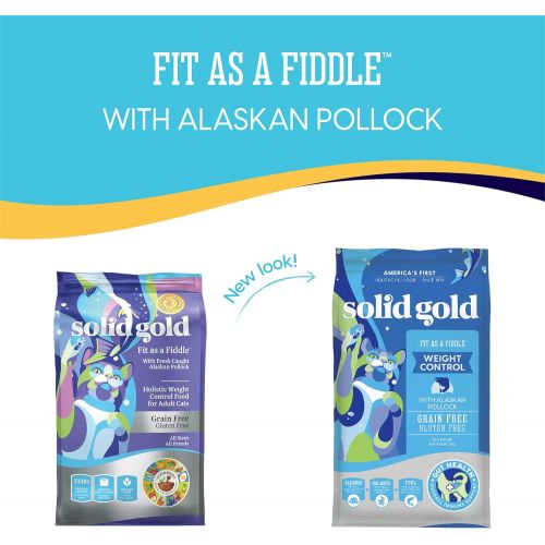 Solid Gold - Fit as a Fiddle with Fresh Caught Alaskan Pollock - Grain-Free - Weight Control Adult Dry Cat Food