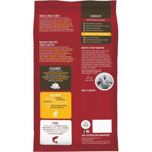  Solid Gold - Wolf King with Real Natural Bison & Brown Rice - Whole Grain Rich - Large Breed Holistic Dry Adult Dog Food