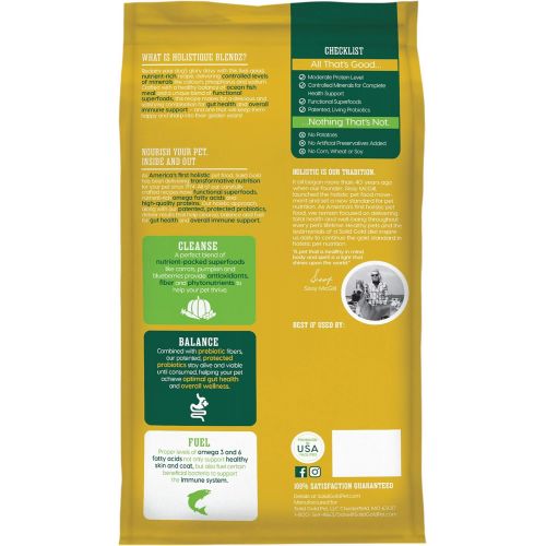  Solid Gold - Holistique Blendz - Natural Senior Dog Food for Sensitive Stomachs - Oatmeal, Pearled Barley and Fish Meal - Potato Free - Dry Dog Food