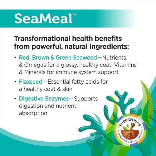  Solid Gold SeaMeal Kelp-Based Supplement for Skin & Coat, Digestive & Immune Health in Dogs & Cats; Natural, Holistic Grain-Free Supplement