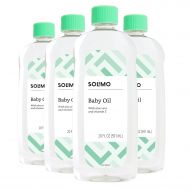 Amazon Brand - Solimo Baby Oil with Aloe Vera & Vitamin E, 20 Fluid Ounces (Pack of 4)