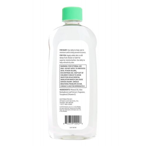  Amazon Brand - Solimo Baby Oil with Aloe Vera & Vitamin E, 20 Fluid Ounces (Pack of 4)