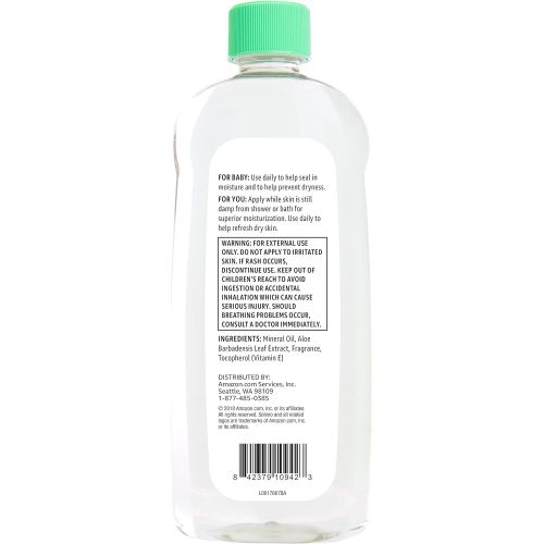  Amazon Brand - Solimo Baby Oil with Aloe Vera & Vitamin E, 20 Fluid Ounces