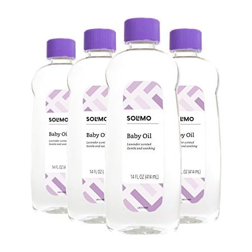  Amazon Brand - Solimo Baby Oil, Lavender Scented, 14 Fluid Ounce (Pack of 4)