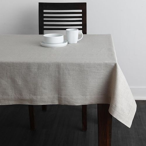  Solino Home 100% Linen Tablecloth - 60 x 144 Inch Natural, Natural Fabric, European Flax - Athena Rectangular Tablecloth for Indoor and Outdoor use