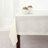 Solino Home Ivory Linen Tablecloth 60 x 108 Inch - 100% Pure Linen Classic Hemstitch Tablecloth - Machine Washable Dining Tablecloth for Summer