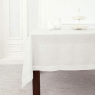 Solino Home White Linen Tablecloth 60 x 90 Inch - 100% Pure Linen Classic Hemstitch Tablecloth - Machine Washable Dining Tablecloth for Summer