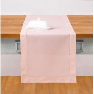 Solino Home Pink Table Runner 90 Inches Long - Cotton Linen Hemstitch Summer Table Runner 14 x 90 Inch - Machine Washable Scarf Dining Table Runner