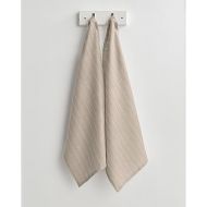 Solino Home Linen Kitchen Towels Set of 2 - Natural and White 17 x 26 Inch - 100% Pure Linen Pinstripe Kitchen/Tea Towels - Machine Washable and Handcrafted from European Flax