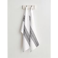 Solino Home Linen Kitchen Towels Set of 2 - Black and White 17 x 26 Inch - 100% Pure Linen Farmhouse Kitchen/Tea Towels - Machine Washable and Handcrafted from European Flax